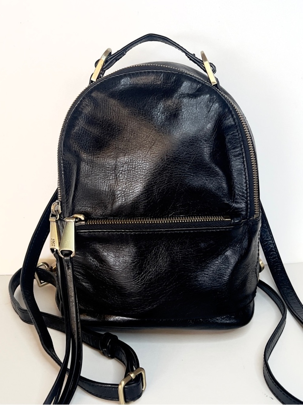 Hobo Black Leather convertible Mini Backpack crossbody bag